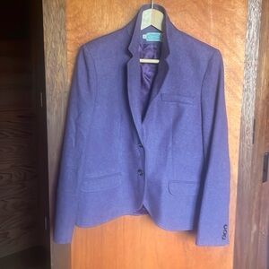 Vintage 1980s Blazer Wool Blend Tailored Purple S